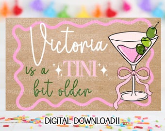 Szablon baneru urodzinowego Tini Bit | Edytowalny baner Canva | Malowany znak DIY 36x60 | Pobieranie cyfrowe
