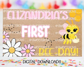Bee-day Geburtstagsbanner Vorlage | Bearbeitbares Canva Banner | 36x60 DIY Gemaltes Schild | Digitaler Download