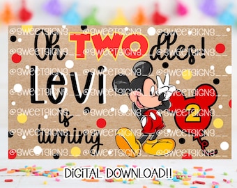 Mickey Twodles Birthday Banner Template | Editable Canva Banner | 36x60 DIY Painted Sign | Digital Download
