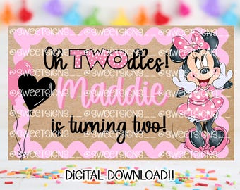 Minnie Twodles Banner Template | Editable Canva Banner | 36x60 DIY Painted Sign | Digital Download