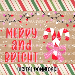 Christmas Merry and Bright DIY Banner Vorlage (Digitaler Download)