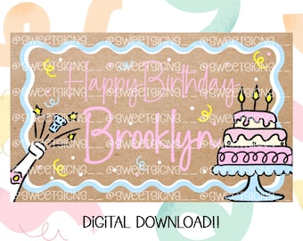 Birthday Banner Template | Editable Canva Banner | 36x60 DIY Painted Sign | Digital Download
