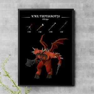 Affiche OSRS K'ril Tsutsaroth | Art mural RuneScape | Impression RuneScape OldSchool | Poster de jeu vidéo | Cadeau pour joueur | Cadeau pour lui