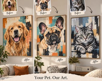 Ritratto fotografico personalizzato, arte digitale a impasto, dipinto di animali domestici o di coppia (file digitale)
