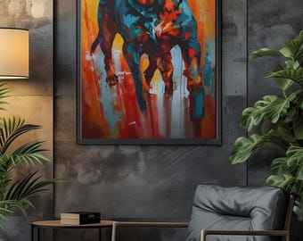 Rottweiler Wall Art, Abstract Dog Painting Print, Colorful Pet Artwork, Modern Animal Wall Decor