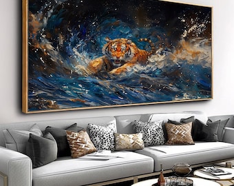 Tiger Wall Art, Van Gogh Style Painting, Abstract Animal Print (Digital Download)