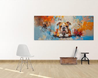 Abstract English Bulldog Painting, Contemporary Animal Art Poster (Digital Download)