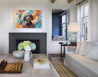 Poodle Wall Art, Abstract Dog Painting, Surreal Colorful Print (Digital Download)