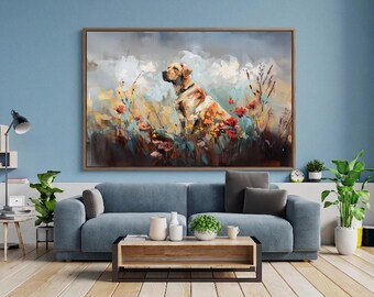 Abstract Labrador Retriever Painting, Floral Pet Portrait, Modern Animal Art Print (Digital Download)
