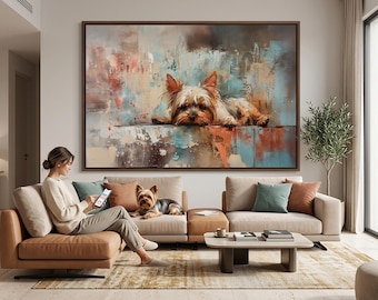 Yorkshire Terrier Sleeping Dog Abstract Acrylic Art Print (Digital Download)