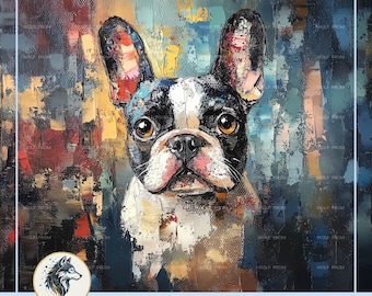 French Bulldog Abstract Art, Colorful Dog Painting, Modern Pet Portrait (Digital Download)