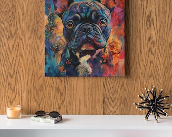 Abstract French Bulldog Art, Colorful Contemporary Dog Painting (Digital Download)