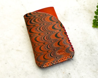 Marbled Leather, Marbled Leather Wallet, Minimal CardHolder, Full Grain Leather, Colorful Leather, Personalized Minimalist Slim, Handmade