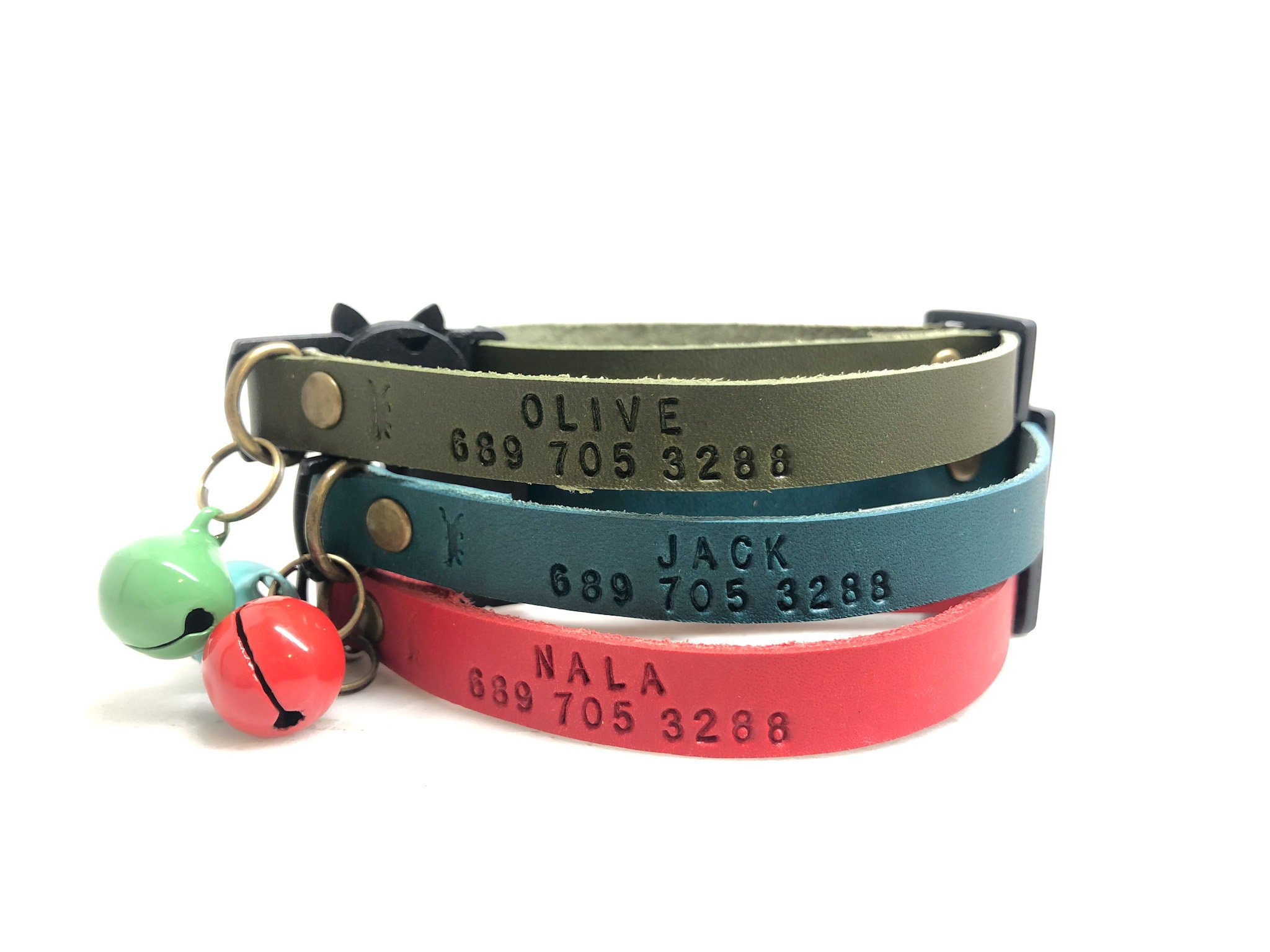 Customized with Bell for Small Dogs Puppy Kitten Cat Collar Personalized with Name Phone Number Engraved 