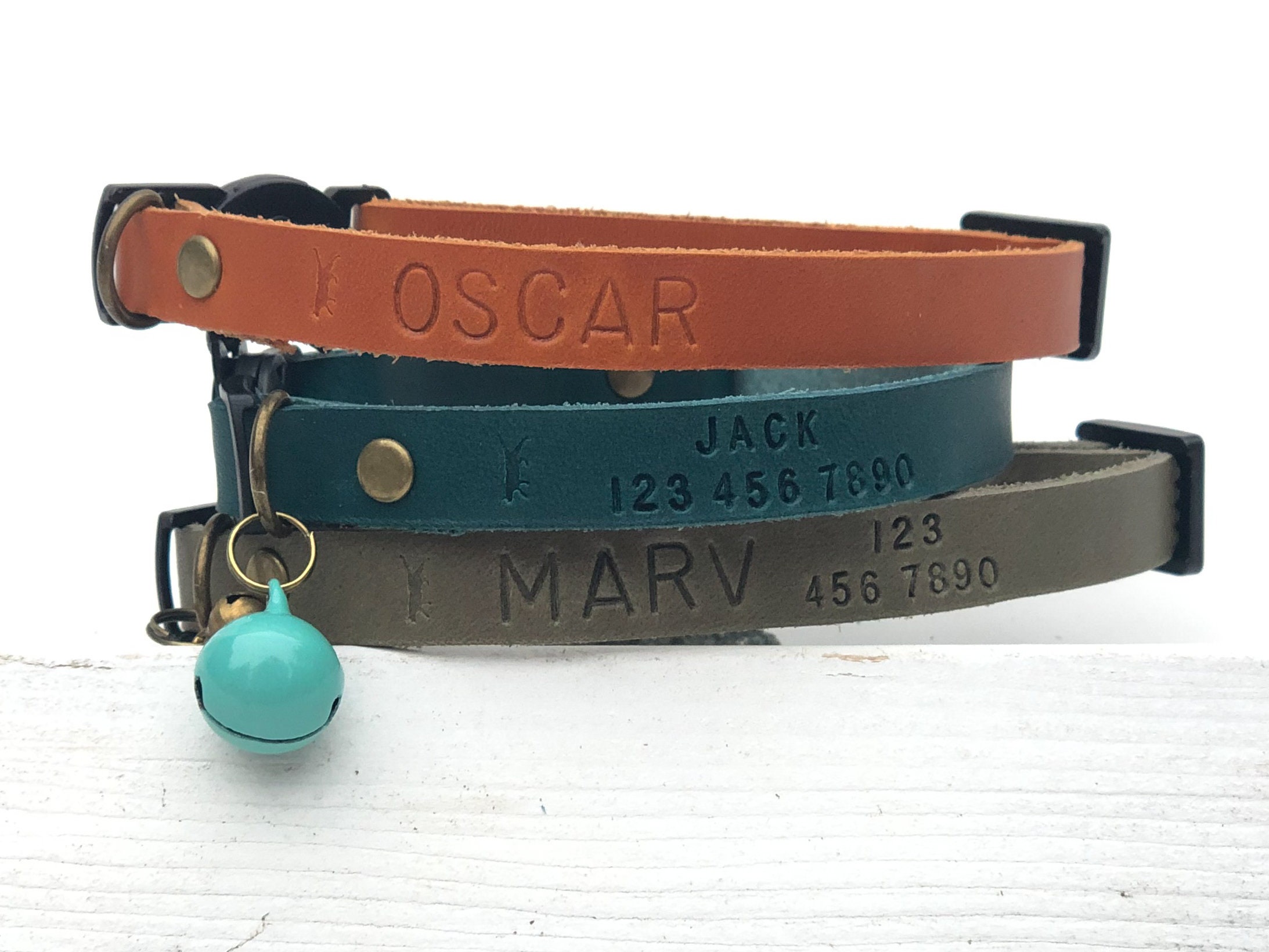Adjustable Breakaway Leather Cat Collar, Customized Collar, Custom St…