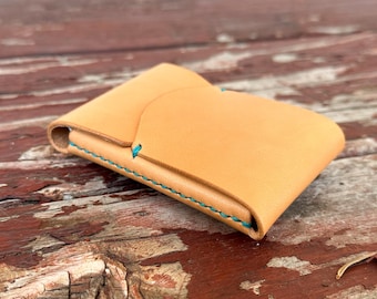 Handmade Leather Card Wallet: Slim Minimalist Design, Scottish Fold