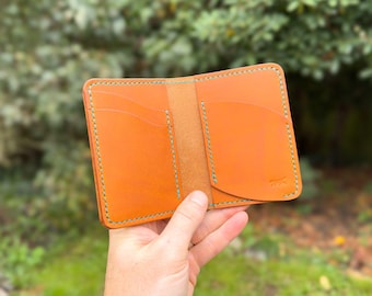 Handmade Leather Bifold Wallet: Minimalist Ocelot Design