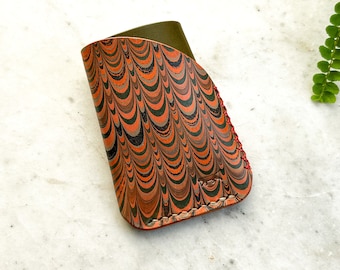 Marbled Leather, Marbled Leather Wallet, Minimal CardHolder, Full Grain Leather, Colorful Leather, Personalized Minimalist Slim, Handmade
