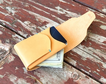 Handmade Leather Card Wallet: Slim Minimalist Front Pocket Design