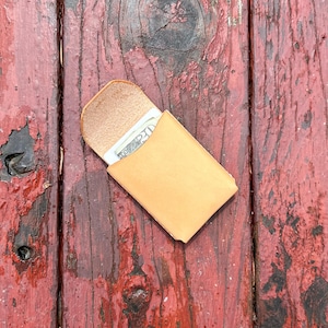 Tabby - Billetera de cuero hecha a mano, billetera delgada plegable, bolsillo frontal, billetera de cuero personalizada, billetera de cuero minimalista, tarjetero