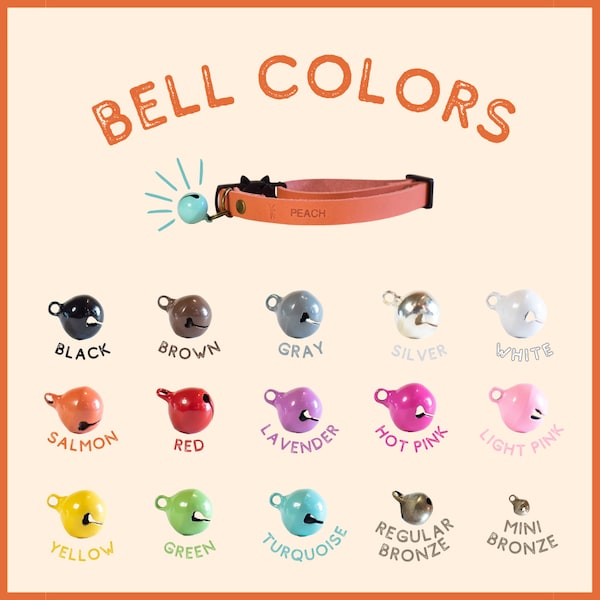 Cat Bells, Bells, Loud Bells, Quiet Bells, Mini Brass Bell, Colored Bells, 12 colors, Pet Bells, Safety Bells, Pet Jewelry