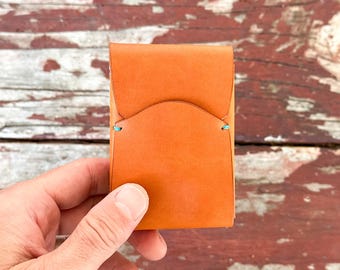 Handmade Leather Card Wallet: Slim Minimalist Front Pocket Design