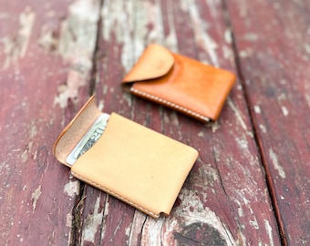 Handmade Leather Card Wallet: Slim Bifold Design