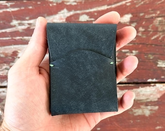 Handmade Leather Card Wallet: Slim Minimalist Design, Scottish Fold