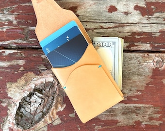 Handmade Leather Card Wallet: Slim Minimalist Front Pocket Design