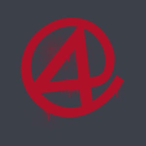 Può includere: Un logo grafico rosso che presenta una lettera A stilizzata racchiusa in un cerchio. Il design ha un'estetica da vernice spray con gocce di vernice visibili che colano dai bordi inferiori della cornice circolare e della lettera.
