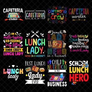 Paquete de bandejas de cafetería (PNG), plantilla de cafetería (PNG), diseño de sublimación de cafetería, regalo para el personal de la cafetería, regalo para la señora del almuerzo, cafetería escolar