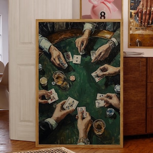 Casino Art Print – High Stakes Poker Night Poster – Game Room Wall Art Printable Decor