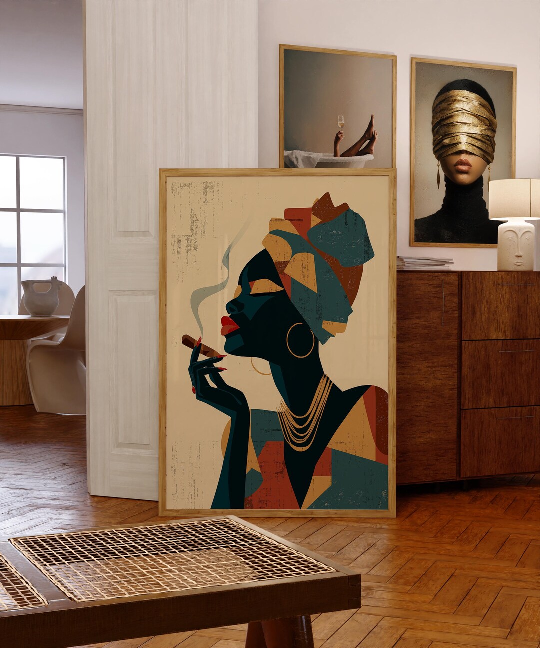 Modern Afrocentric Black Woman Wall Art – Bold African Woman ...