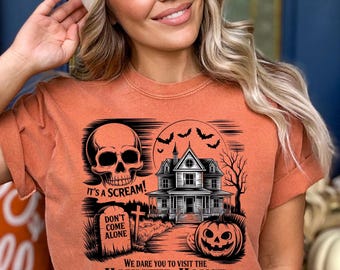 Koszulka Comfort Colors® Vintage Haunted House, Koszulka na Halloween, Koszulka Summerween, Koszulka Vintage Halloween, Koszulka Nietoperze, Bluza z kapturem Spooky Season