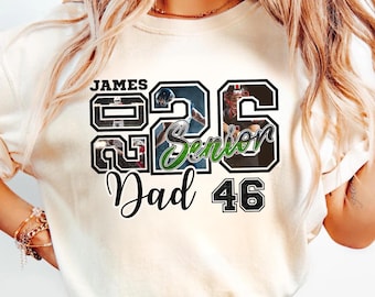 Custom 2026 Senior Football Dad Shirt, Custom Football Player Photos Shirt, Football Dad Shirt with Name & Jersey Number, Senior Night Tee