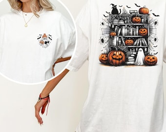 Comfort Colors© Ghost Book Reader Shirt, Halloween bibliotheekshirt, Halloween Reading Tee, Book Lover Gift, Skeleton Book Club, lezing meisjesshirts
