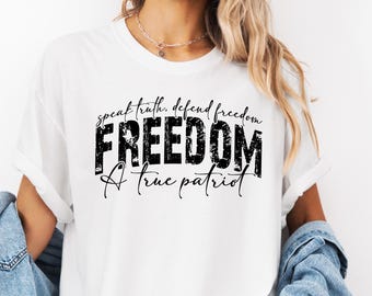Freedom Shirt, Speak Truth Defend Freedom Tee, Vintage USA Flag T-Shirt, Retro Patriotic Shirt, American Flag Top, 4th of July Gift