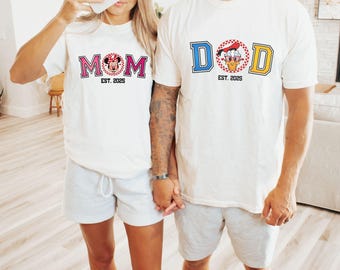 Camisetas de Disney para mamá y papá, camiseta de Mickey para papá, camiseta de Minnie para mamá, camiseta familiar de Disney, camiseta de nueva mamá, camiseta de nuevo papá, camiseta de mamá Disney
