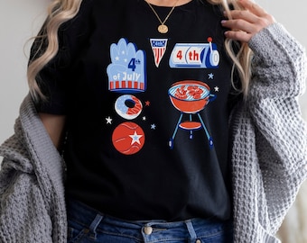 4th of July BBQ Shirt, Independence Day Grilling Tee, Patriotic BBQ Shirt, Summer Cookout T-Shirt, USA Celebration Shirt,American Flag Shirt