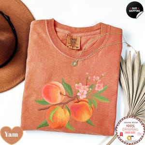 Comfort Colors® Peach Blossom Shirt, Summer Fruit Tee, Cottagecore Peach T-Shirt, Botanical Garden Shirt, Cute Fruit Graphic Tee