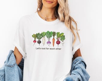 Groenteshirt, shirt tuinieren, shirt groene duim, shirt Plant Lady, shirt raapstelen, motiverend shirt, veganistisch T-shirt