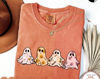 Comfort Colors® Halloween Shirt, Halloween Shirt, Retro Ghost Shirt, Cute Fall Shirt, Women's Halloween Tee, Pumpkin Season Tee, Cute Ghost