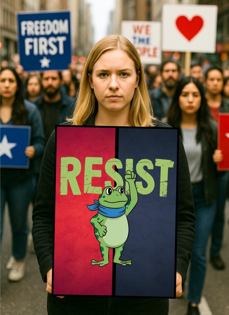 Portland Frog Anti-ice Protest Yard Sign - Anti-trump, No Kings in ...