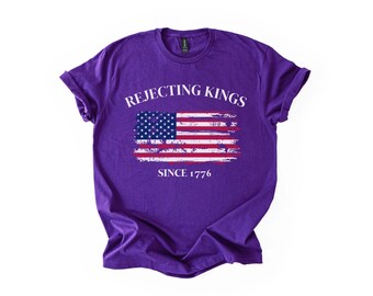 Rejecting Kings Since 1776 Protest Vneck Shirt, Pro Democracy Vneck Shirt, Anti Authoritarianism Shirt, No Kings Shirt, Resist V-Neck Shirt