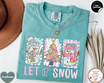 Comfort Colors® sneeuwpop kerstsweater, Let It Snow-sweater, kerstsweater, wintersweater, kerstsweater, sneeuwpop hoodie