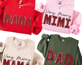 Matching Family Sweatshirt for Christmas, Holiday Family Pajamas, Mom Dad and Mini Christmas, Plaid Family Shirt, Xmas Family Sweatshirts