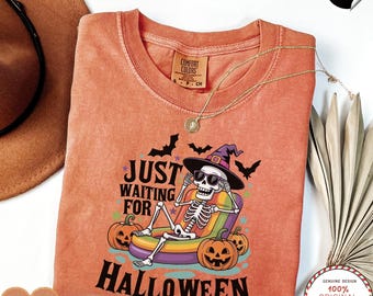 Summerween Comfort Colors® Shirt, Sommerskelett, gruseliger Sommer T-Shirt, Retro Sommer, Girly Sommer, Strand Vibes T-Shirt, Halloween Skelett Shirt