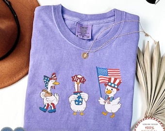 Comfort Colors® Silly Goose Shirt Funny 4th of July Tee,USA Patriotic Top Independence Day Shirt,Goose Lover Gift Memorial Day Outfit Idea