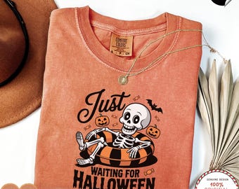 Summerween Comfort Colors® Shirt, Sommerskelett, gruseliger Sommer T-Shirt, Retro Sommer, Girly Sommer, Strand Vibes T-Shirt, Halloween Skelett Shirt