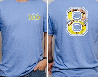 Personalized Softball Dad Shirt, Custom Softball Dad Shirt, Softball Dad Shirt, Customized Dad Gifts, Gift For Dad, Softball Shirt